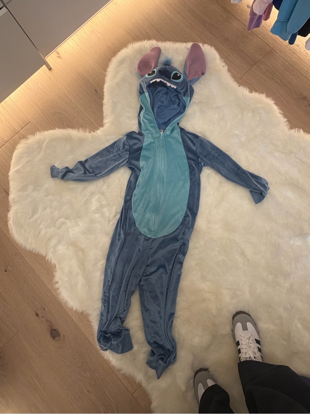 Disney Stitch Light Blue Plush Hooded One-Piece costume